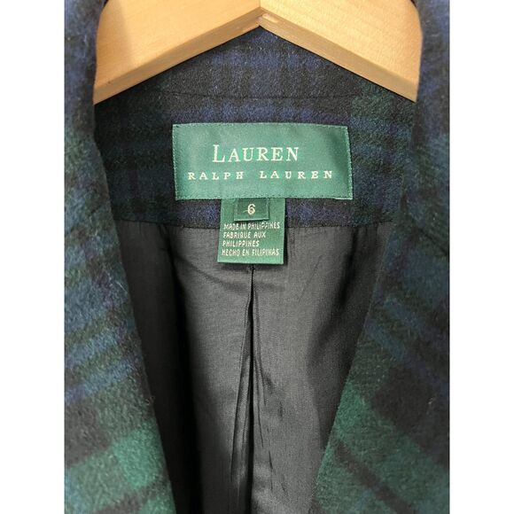 Vintage 90s Lauren Ralph Lauren Plaid Wool Cashmere Blazer Womens Size 6 Holiday - Picture 5 of 10